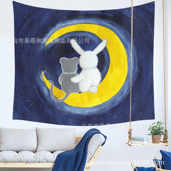 

heat sell cartoon tapestry wallcloth home furnishing background wall hanging sandy beach a piece of cloth
