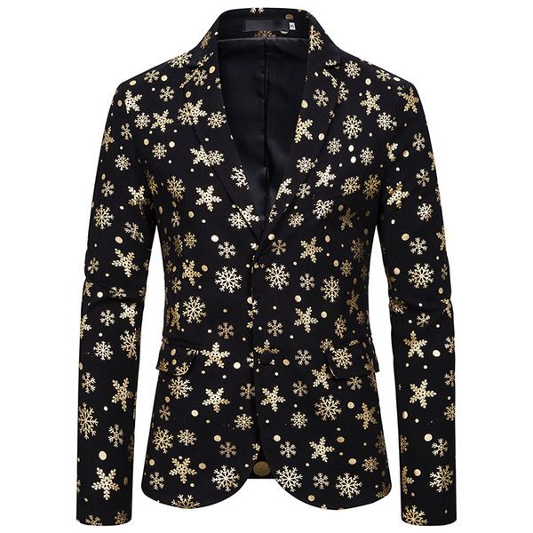 

snow print suit christmas pattern mens blazer jacket flat barge collar mens fashionmen's gothic fashion party blazer men clothes, White;black