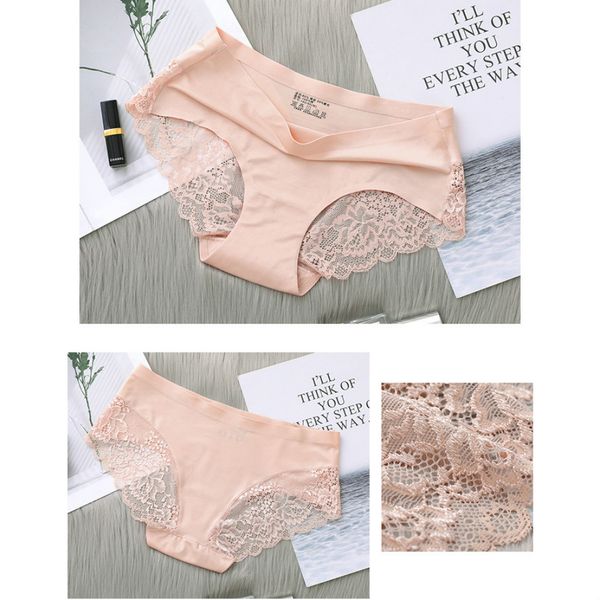 

women designer underpants womens hollow panties women's seamless middle waist breathable crotch lace panties women underpants 2020, Black;pink