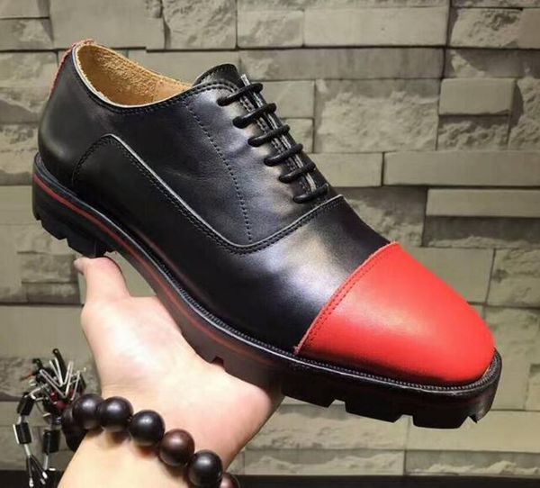 

brand-new laurlaf loafers style flat black genuine leather oxford walking derby lace up casual perfect lug sole red bottom sneakers shoes