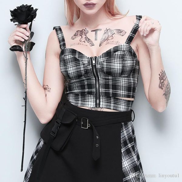 

women's casual sleeveless knot front gingham camisole shirt vest cropped tank female crop top, White