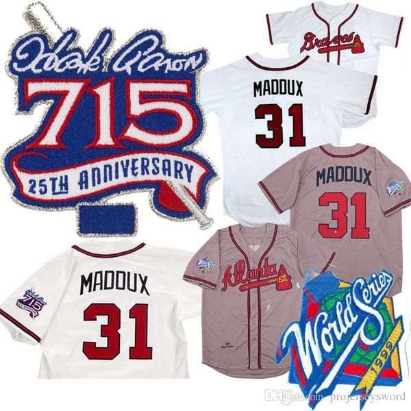 

Atlanta Greg31Maddux Braves Jersey 1999 World Series Sleeve Patch Dale Murphy Deion Sanders Chipper Jones Orlando Cepeda Hank Aaron Jerseys