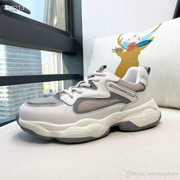 

autumn new leather old shoes women's mesh breathable sports casual shoes women's thick-soled students running shoes tide