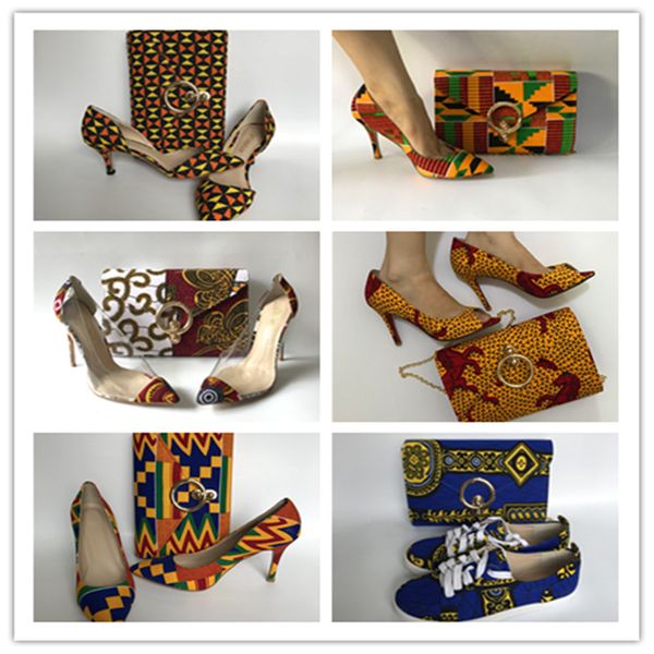 

latest african ankara wax print fabric handbag with matching women shoes set, can customized different style shoes 36-43 a9-2, Black;white