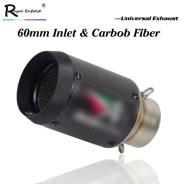 

60mm motorcycle exhaust pipe muffler carbon fiber exhaust for ar austin racing tubo escape escapamento de moto for rsv4 r1 r6