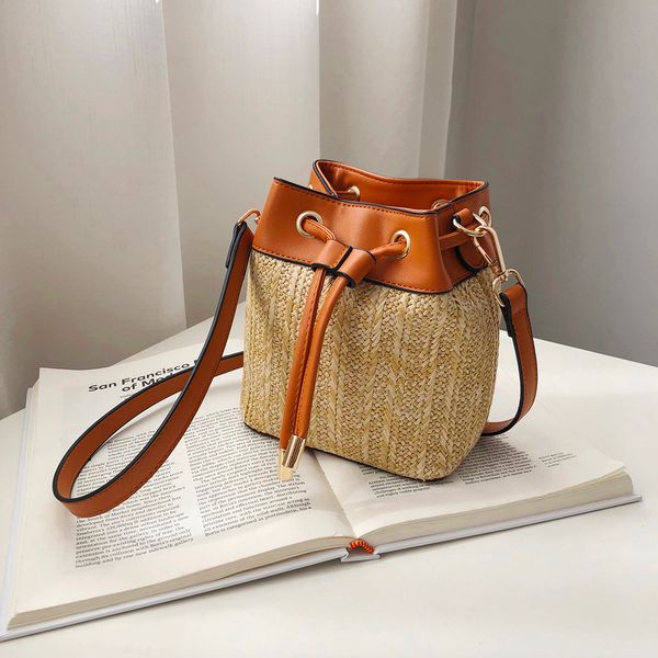 

small women retro pu handbag tassel weave crossbody bags ladies bucket bags designer clutch shoulder bag purse sac a main #t3g