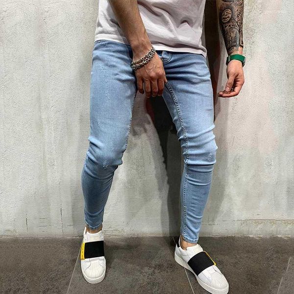 

biker jean pencil pants pantalones slim fit light blue jeans mens clothing autumn street