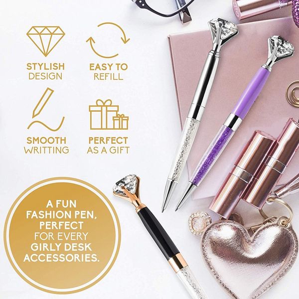 

colorful diamond pen big crystal pen diamond ballpoint pens stationery ballpen oily rotate twisty black refill office gift 300pcs, Blue;orange