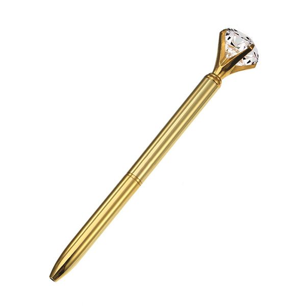 

2019 fashion diamond ballpoint pen with large crystal glass diamond luxury pen creative school office supplies christmas gifts, Blue;orange
