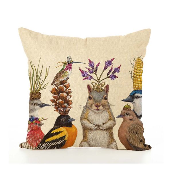 

home cushion cover decorations cartoon animal soft linen sofa nordic style soft pillow case car printed colorful