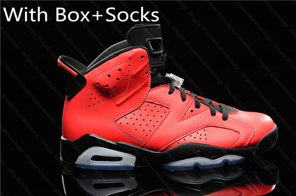 

6s j6 men basketball shoes fluorescence red low cut cool good sneakers with box and socks
