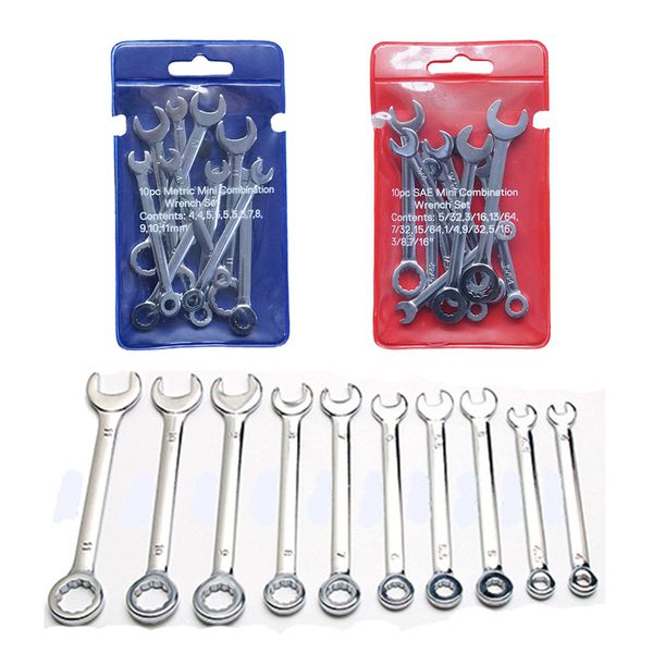 

10pcs mini wrench set metric/sae pocket spanner explosion-proof portable tool for home maintenance, electrical maintenance