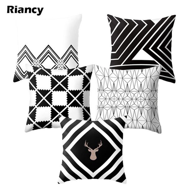 

черный белый классический геометрическая подушка из полиэстера декоративные подушки диванные подушки 45 * 45 printed декор pillowcover 40525