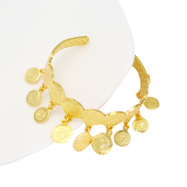 

baby kids child coin bracelet gold color arab coin bangle for kids children jewelry middle eastern gifts, White