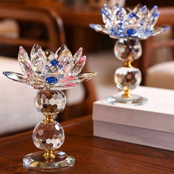 

abui-new lotus candlestick decoration feng shui home decoration accessories holder glass fashion candle holders