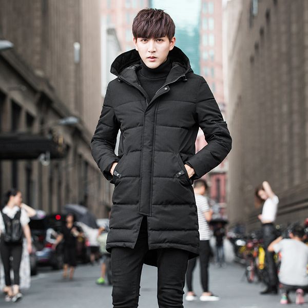 

new thicken padded coat winter jacket men long overcoat slim hooded parka men cotton warm regular formal jackets and coats black, Tan;black