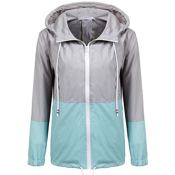 

women's rain jacket waterproof rain coats lightweight short jacket windbreaker raincoat transition hooded windproof s-xxl, Blue;black