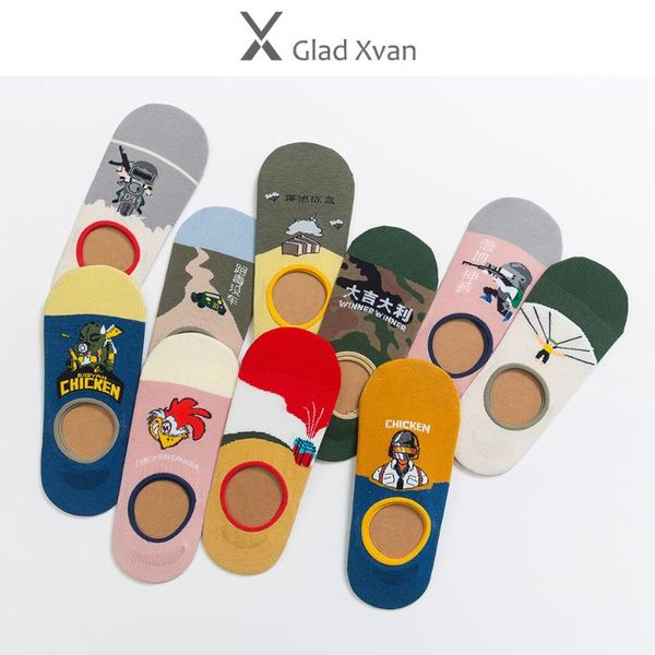 

spring new style eating chicken tonight socks trend hip hop short socks shallow mouth ins wind autumn couples men and women ankl, Black;white