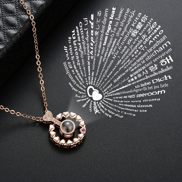 

New Arrival I Love You 100 Languages Necklace Rose Gold&Silver Chain Memory Love Wedding Pendant Romantic Necklace Gift