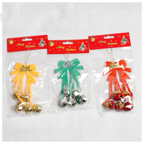 

new year non-woven bow with bell christmas tree hanging ornament bells for home christmas decorations decor