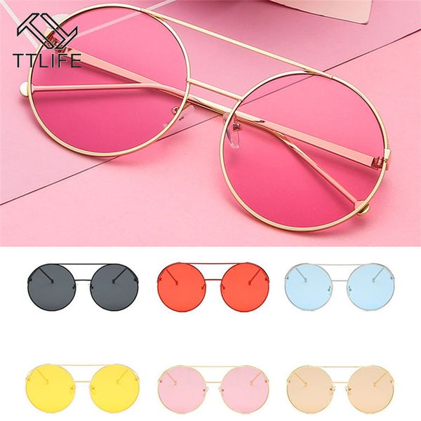 

ttlife new round sunglasses women fashion vintage oculos red yellow lens sun glasses female uv400 de soleil femme yjhh0350, White;black