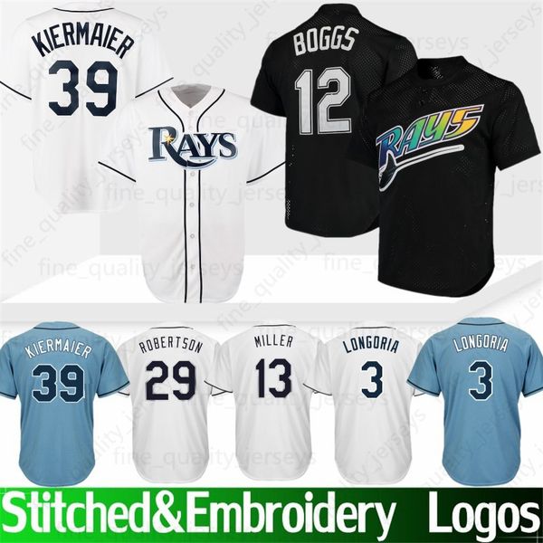 

Embroidery12 Wade Boggs Tampa Bay Ray 3 Evan Longoria 39 evin Kiermaier Stitched Baseball Jerseys M-XXXL Fast Free Shipping