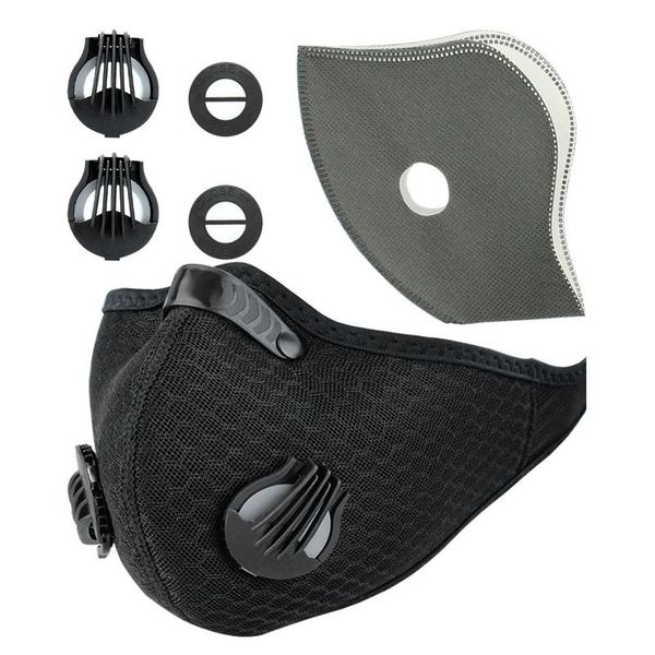 

motorcycle adjustable kn95 biking cycling face sport training mask n95 pm2.5 anti-pollution running mask activated carbon filter mask