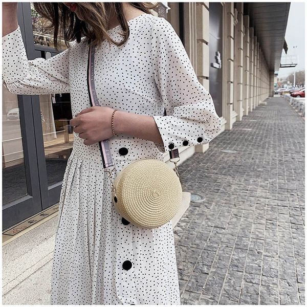 

women summer beach bag woven round straw shoulder bag bohemia small handbags hollow handmade messenger crossbody bags 2020 new
