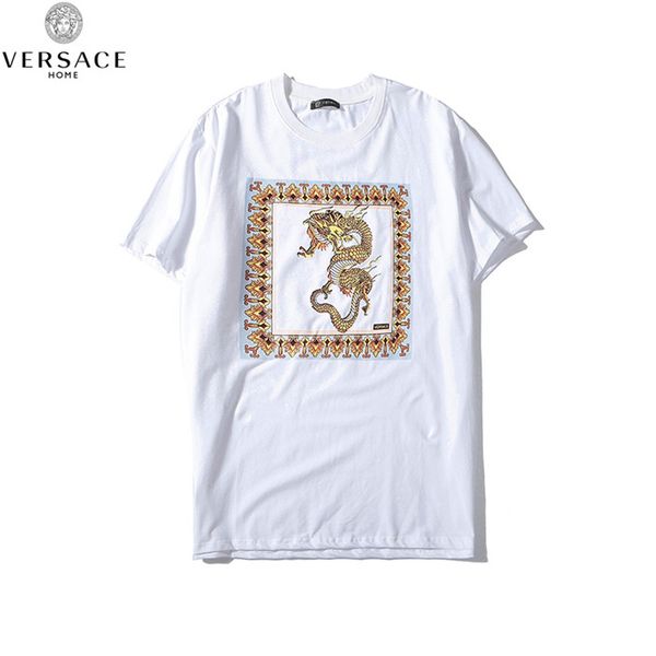 

men's t-shirt short sleeve summer embroidered round neck neck casual luxury print hip hop short sleeve 21, White