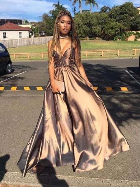 

champagne a-line prom evening dresses 2019 spaghetti formal party gown custom made pageant dresses bc1843, Black
