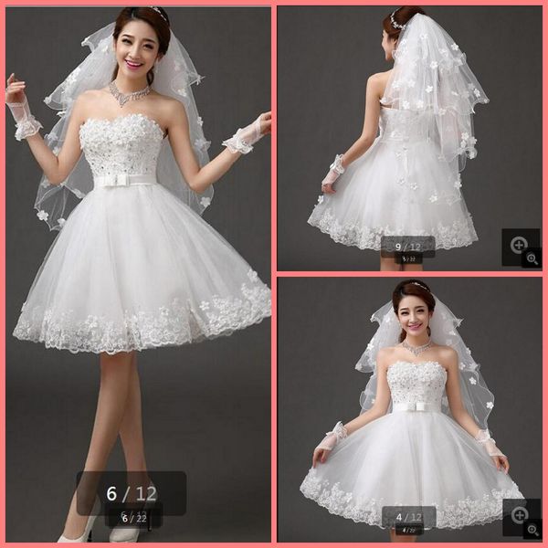 

2019 robe de soiree short a line white lace appliques wedding dress strapless with sweetheart neck petite informal bride gowns selling