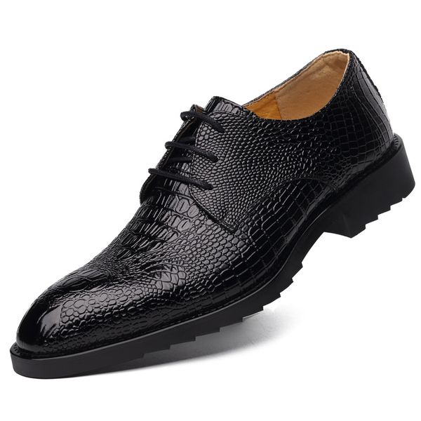 

2019 handmade designer crocodile fashion wedding party brand casual male shoe genuine leather mens monk dress shoes, Black