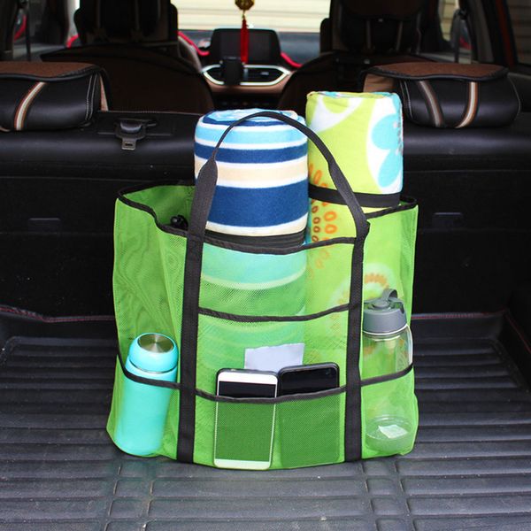 

portable 7 pockets quick dry tote bag hanging toiletry mesh bag picnic bags outdoor camping hiking