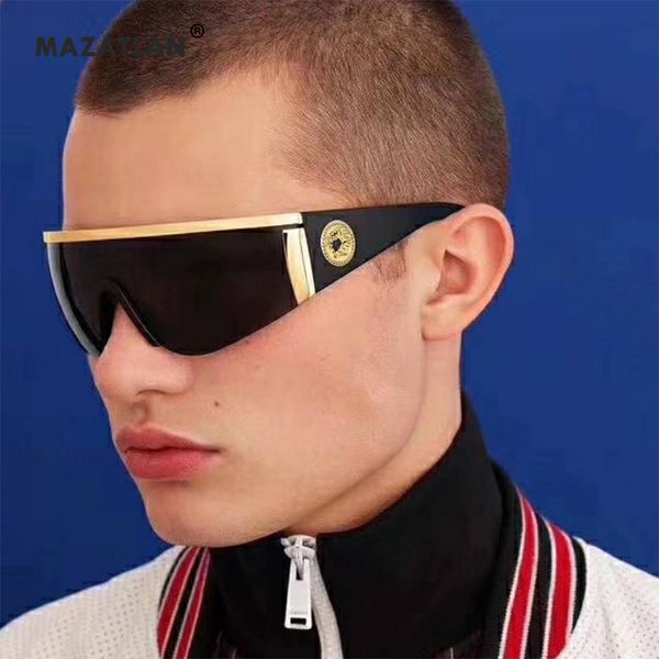 

2019 new super crazy men women sunglasses high-end designer brand fashion punk sun glasses trend mens lady big sunglasses uv400, Blue