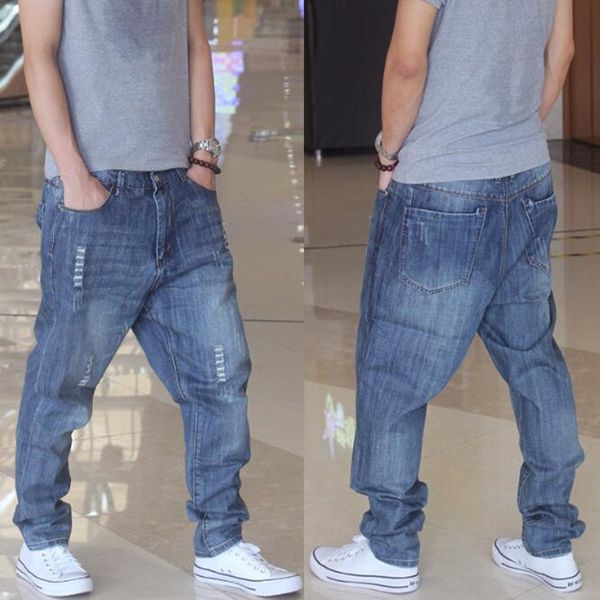 

men's jeans mens casual joggers hip hop harem denim pants trousers blue male clothes