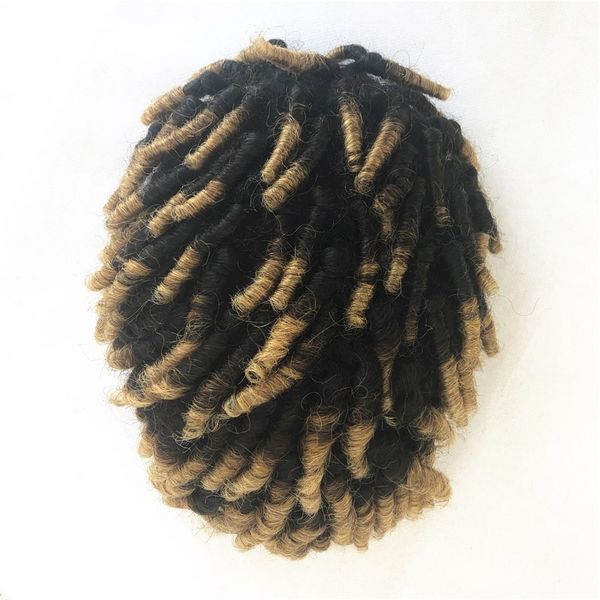 2019 Ombre Blonde Dreadlock Men Toupee Full Lace Lock Curly Toupee