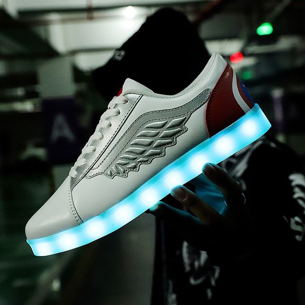

the new 2019 fluorescent shoes ghost step luminous shoes couple led rechargeable light for men and women glow, Black