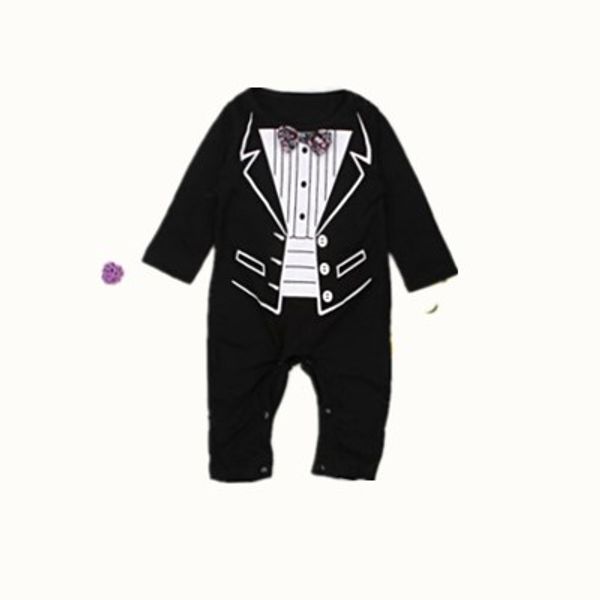 

новорожденный мальчик осень комфортно джентльмен с длинным рукавом romper комбинезон костюм легкий костюм с шортами размер одежды 0-24 м, White