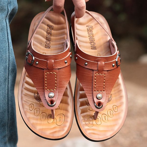 

2019 summer man sandals new gladiator sandals slip-on solid leisure cross-tied fashion male flats 2266, Black