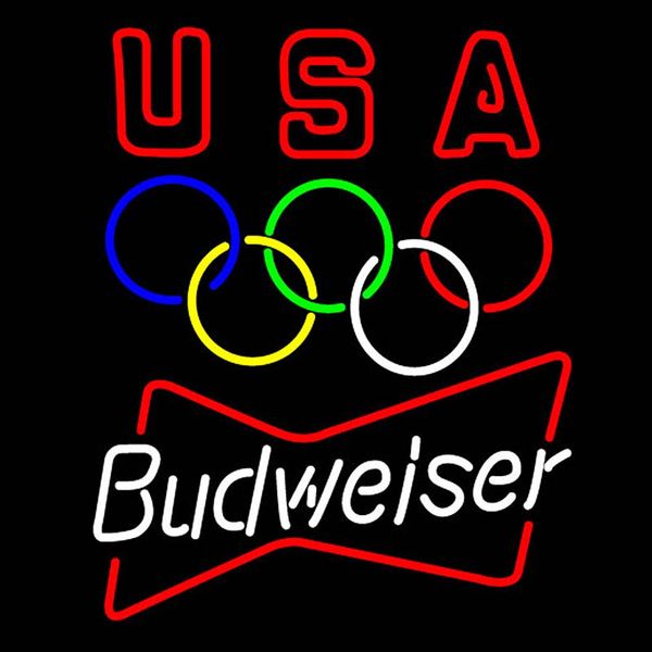 

Пользовательские New Natural Ice Real Glass Budweiser Olympic Неоновый знак света Beer Bar Вход Отправит