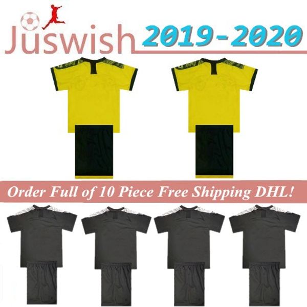 

19 20 borussia dortmund boys soccer jersey hazard 2019 2020 football shirt sancho reus hummels brandt paco delaney kids kit uniforms, Black