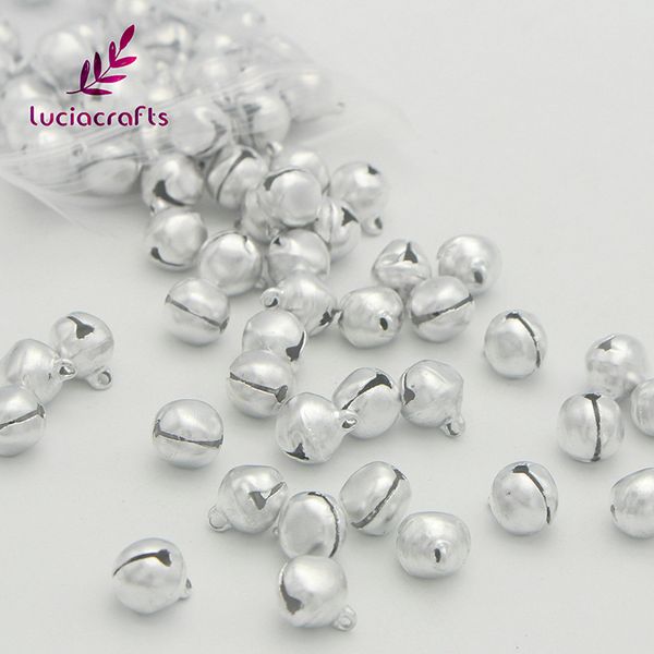 

lucia crafts 72pcs/pack 10mm silver dangle small jingle bell christmas tree diy pendants hanging decorations 18021016(10l72