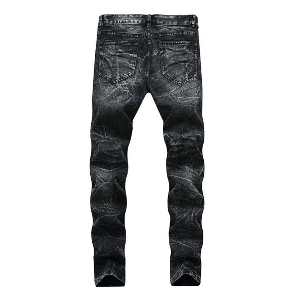 

мужчины проблемные рваные джинсы мода прямой мотоцикл байкер джинсы fation джинсовые брюки уличная стиль джинсы прохладный размер 28-40, Blue