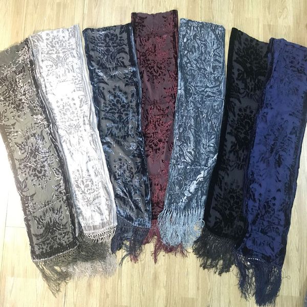 

lady цветок velvet шелк шарф шарф размер 145 * 25см 20шт смешанные # 4124, Blue;gray