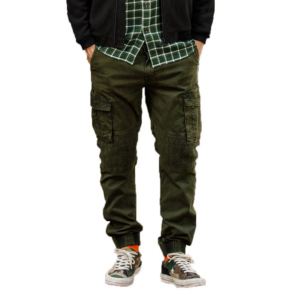 

2018 men autumn cotton cargo pants mens casual multi-pocket tactical pen pants army joggers trousers pantalon homme 38, Black