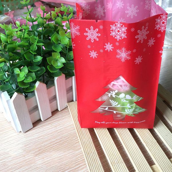 

50pcs red/green christmas gift bags candy box with snowflake xmas candy dessert cookie bags christmas decorations for home c1026