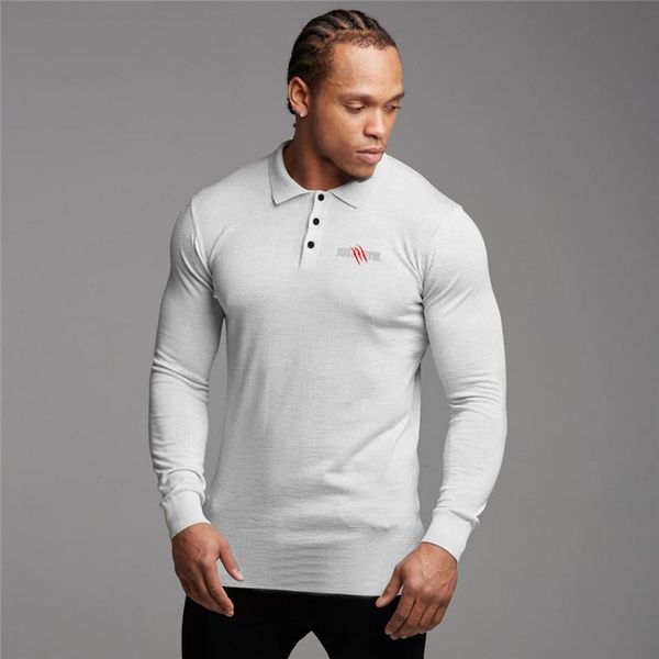 

2020 весна осень с длинным рукавом рубашки поло мужчины slim fit отложной воротник мода повседневная хлопок дышащий сплошной цвет бизнес руб, White;black