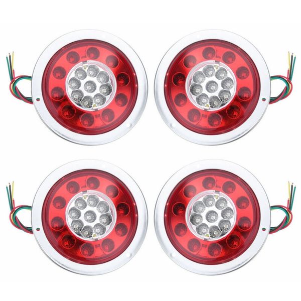

4 pack round 19 led rear slight tail brake turn signal lamp trailer truck van