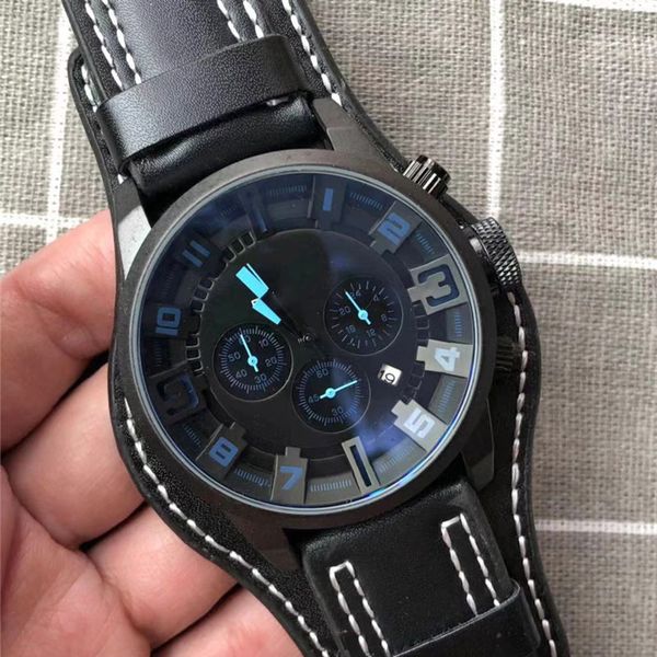 

luxury german fashion brand men watches car racing quartz movement watch all dial work leather band designer wristwatch montre de luxe clock, Slivery;brown