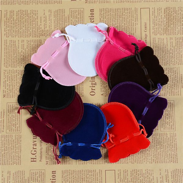 

100pcs luxury oval velvet jewellery drawstring gift bag pouches wedding party favor sweet gift bags buffet shop various size, Pink;blue